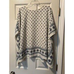 Michael Kors Womens Top 3X Plus Kimono Sleeve Ivory Print Lightweight